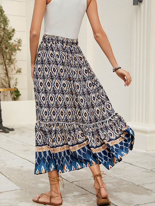 Contrast Color Elasticity Loose Skirts Bottoms