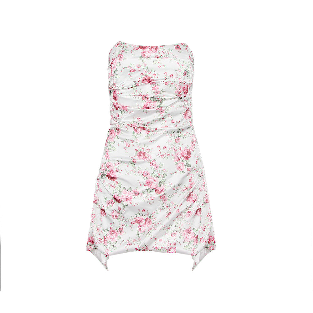 EVELYN  Satin Pleated  Corset Strapless Party Mini Dress