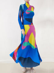 Contrast Color Pleated A-line Loose Skirts Bottoms