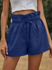 High Waisted Lace Up Loose Wide Leg Shorts