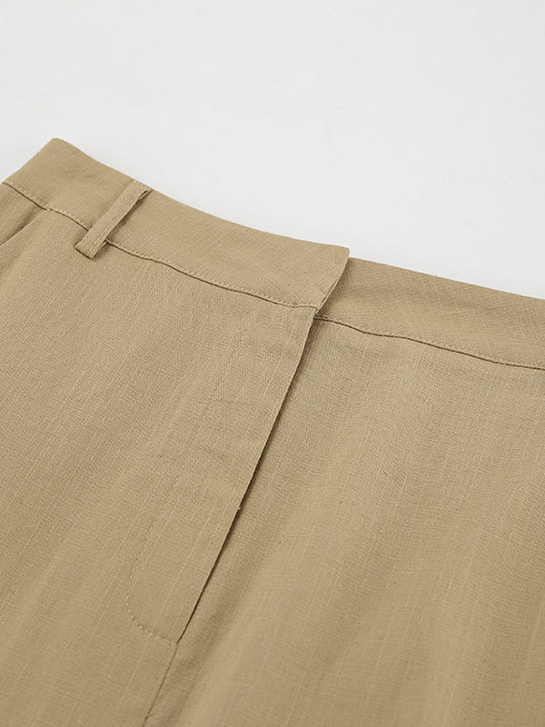 No Belt Pockets Solid Color Split-front Bodycon High Waisted Skirts Bottoms
