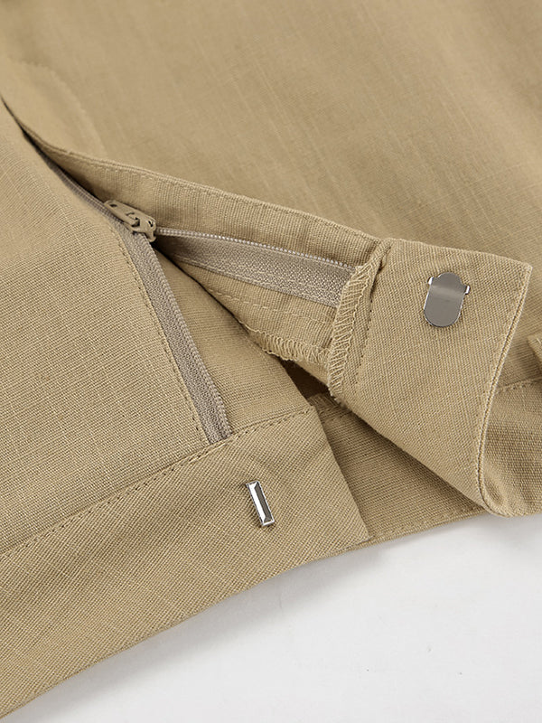 No Belt Pockets Solid Color Split-front Bodycon High Waisted Skirts Bottoms