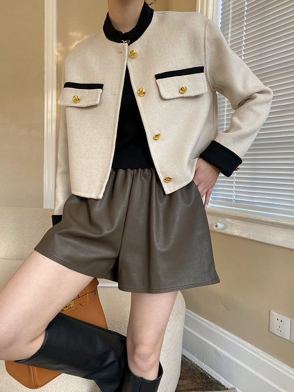 Original Loose Wide Leg Elasticity Solid Color Shorts Bottoms