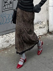 Leopard Print Lace Skirt