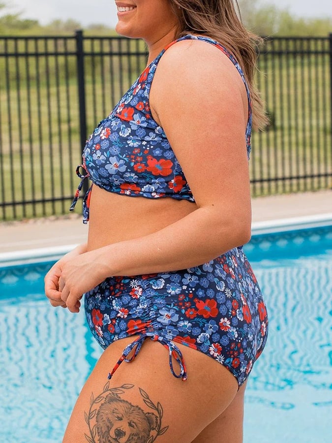 Plus Size Printed Two-Piece Bikini Swimsuit