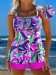 Women's Resort Tropical Botanical Print Two Piece Swimsuit Set