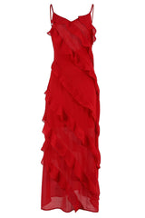 Rosalina Chiffon Ruffle Maxi Dress
