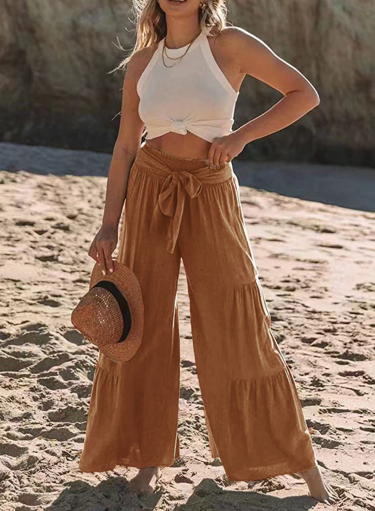 Women's High Waist Folded Wide Leg Pants