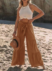 Women's High Waist Folded Wide Leg Pants