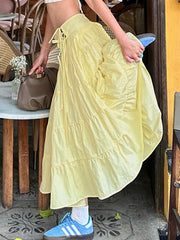 Bow Low Waist Skirt In Yellow