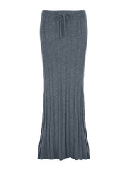 Tie-Belt Wool Fishtail Skirt