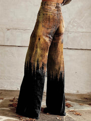 Women's Forest Silhouette Print Casual Wide Leg Pants