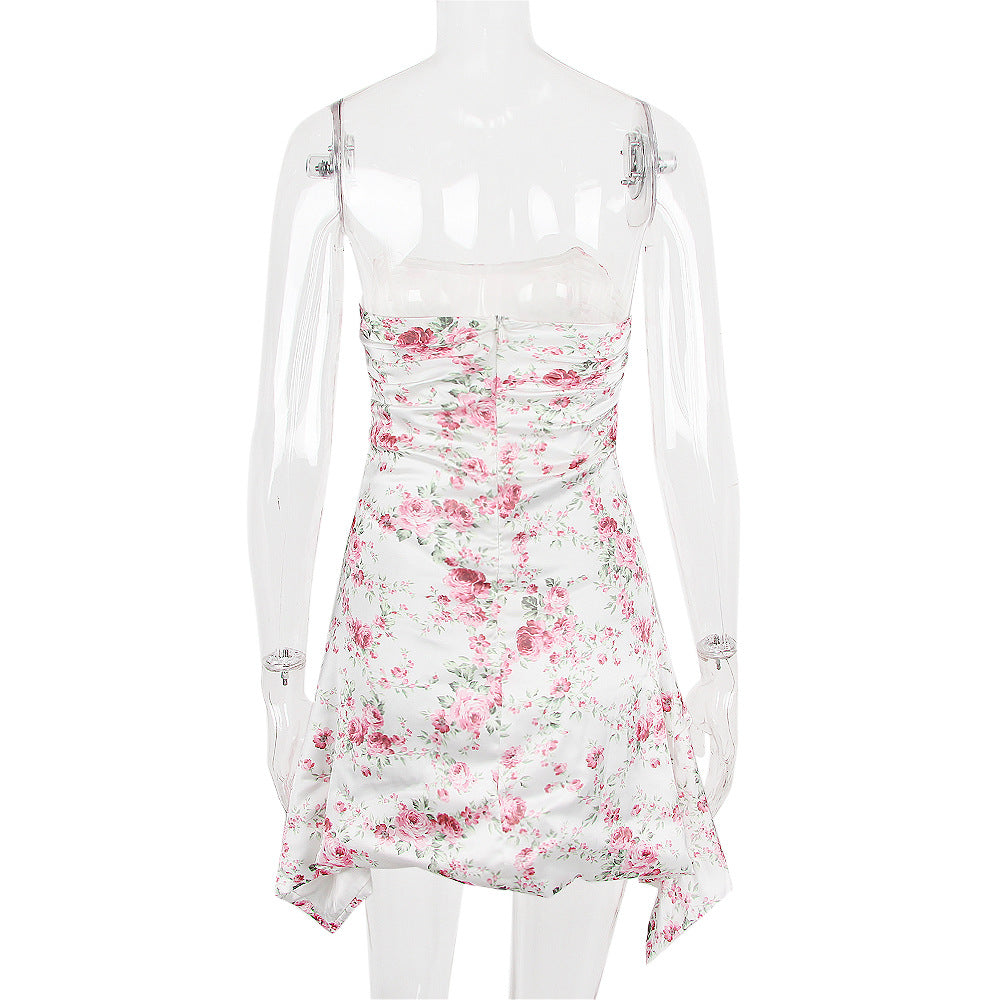 EVELYN  Satin Pleated  Corset Strapless Party Mini Dress