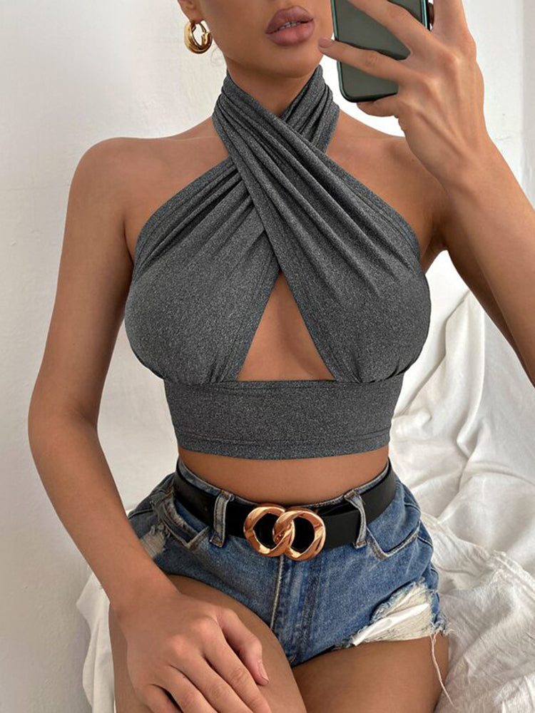 Milan- Wrap Halter Crop Top