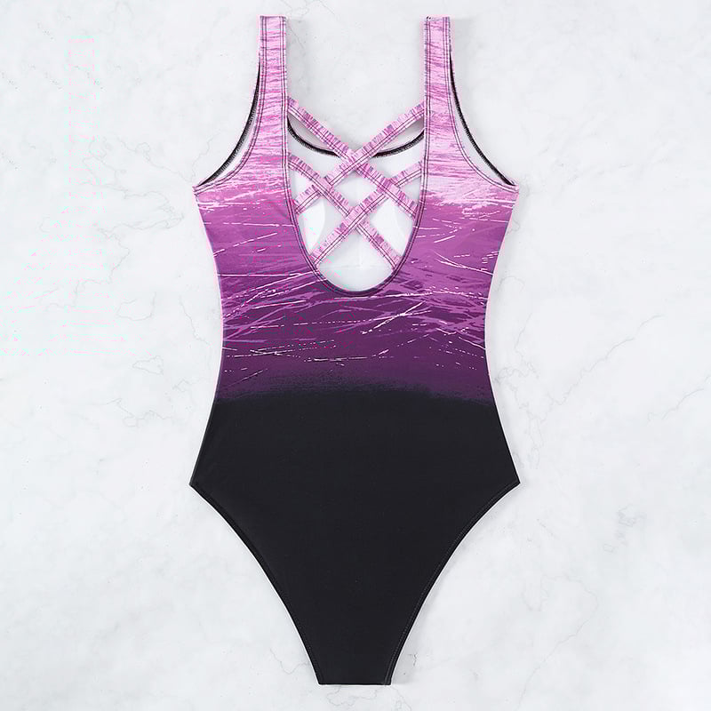 Women's Art Hawaiian Gradient One Piece Swimsuit