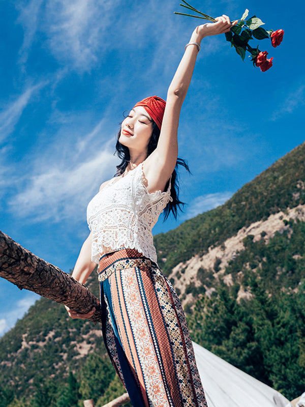 Vacation Loose High Waisted Floral Pants