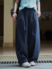 Pleated High Waisted Wide Leg Trousers Casual Pants Bottoms