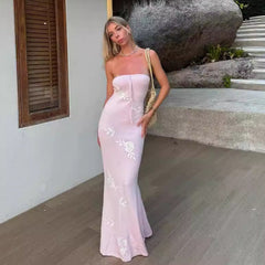 Rosalie Strapless Rose Embroidered Maxi Dress