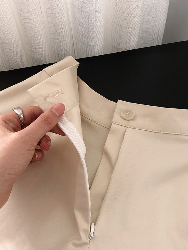 Simple A-Line High Waisted Solid Color Skirts Bottoms