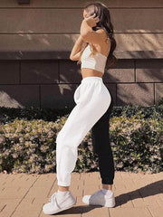 Original Black-White Split-Joint Harem Capri-Pants