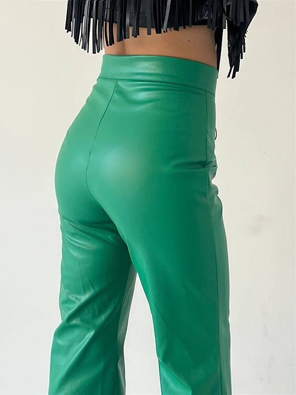 Bandage Solid Color Flared Pants Trousers Pants