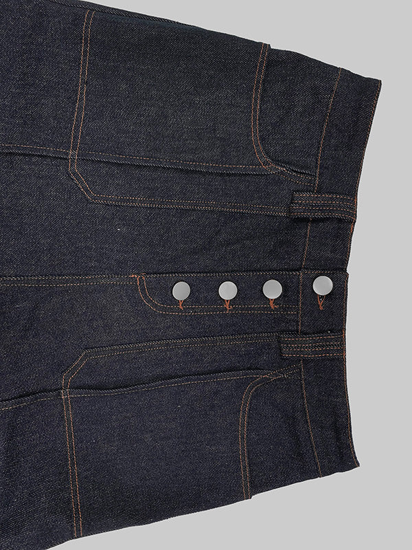 Contrast Color Split-Joint High Waisted Straight Leg Jean Pants Bottoms