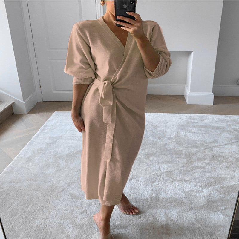 Amelia Oversized Batwing Sweater Midi Dress<br>