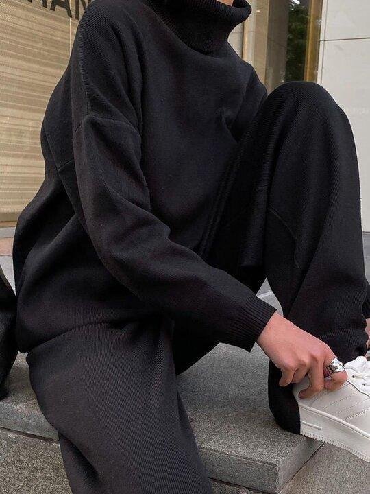 Oversized Turtleneck  Sweatshirt  & Pants set