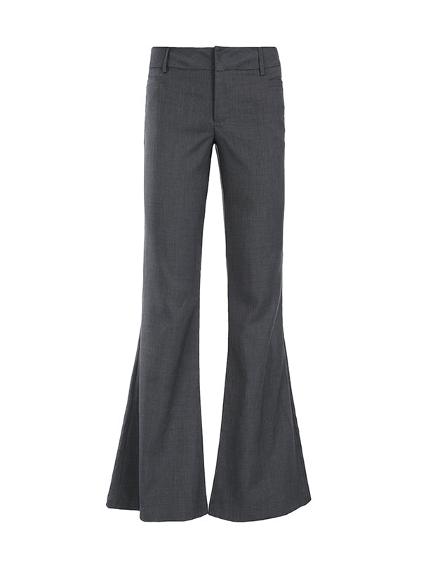 Solid Color Low Waist Flared Suit Pants