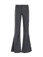 Solid Color Low Waist Flared Suit Pants