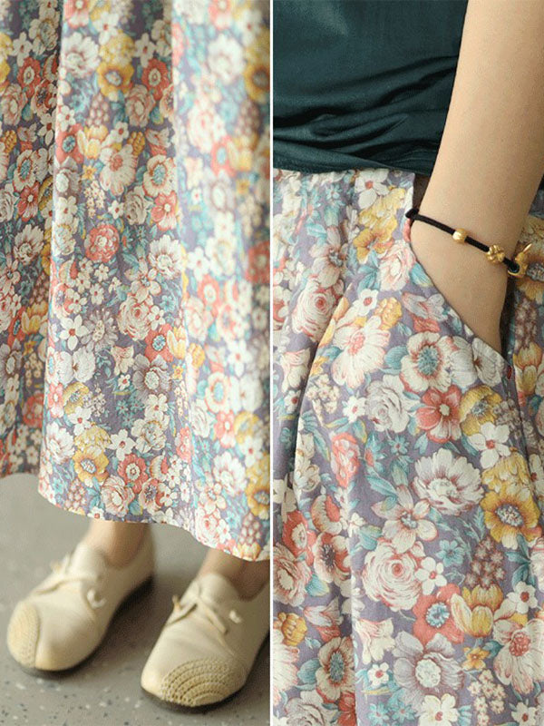 Original Floral Cotton-Blend A-Line Skirt