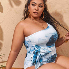 OHITFITS Curvy Women's  One-piece Single Shoulder Swimwear