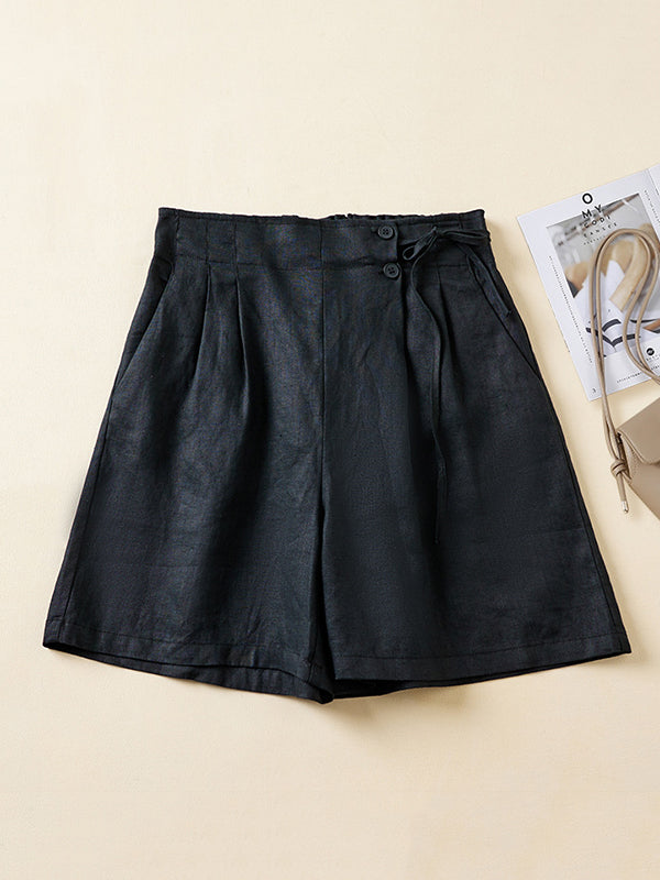 Elasticity Solid Color Loose Shorts Bottoms