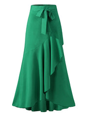 Irregular Clipping Bandage Falbala Solid Color Split-Side Skirts Bottoms
