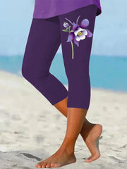 Women's Alzheimer's Awareness Floral Design Print Leggings