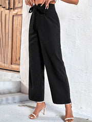 Ribbed Solid Color High Waisted Wide Leg Casual Pants Bottoms