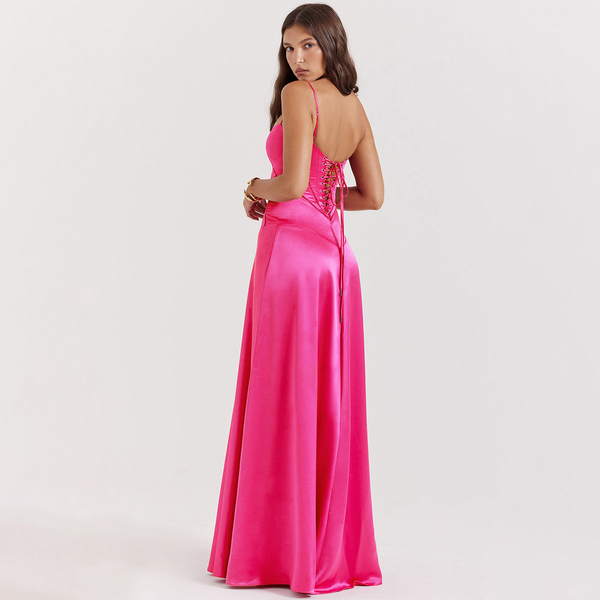 Adriana Suspender Backless Midi Dress