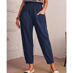 Cotton and Linen Elastic Waist Pockets and Leggings