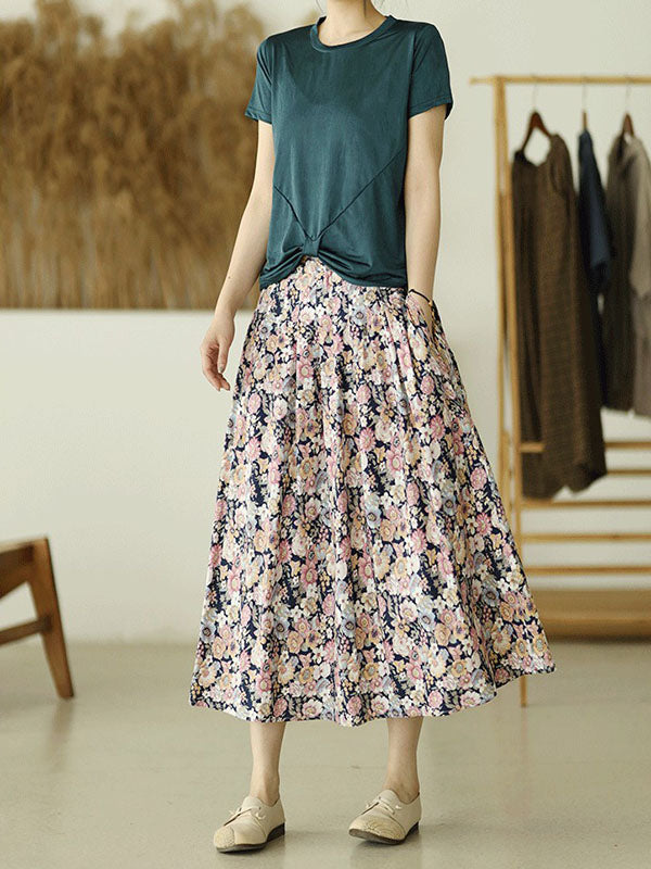 Original Floral Cotton-Blend A-Line Skirt