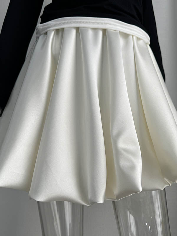 Elasticity Solid Color A-Line High Waisted Skirts Bottoms