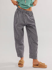 Plaid Pockets Split-Joint Loose Trousers Pants