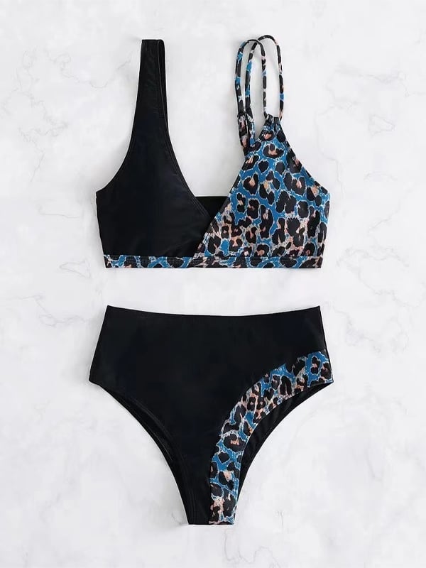Women's Leopard Print Colorblock Beach Sexy Bikini