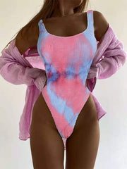 Solid Pleated One Piece Swimsuit