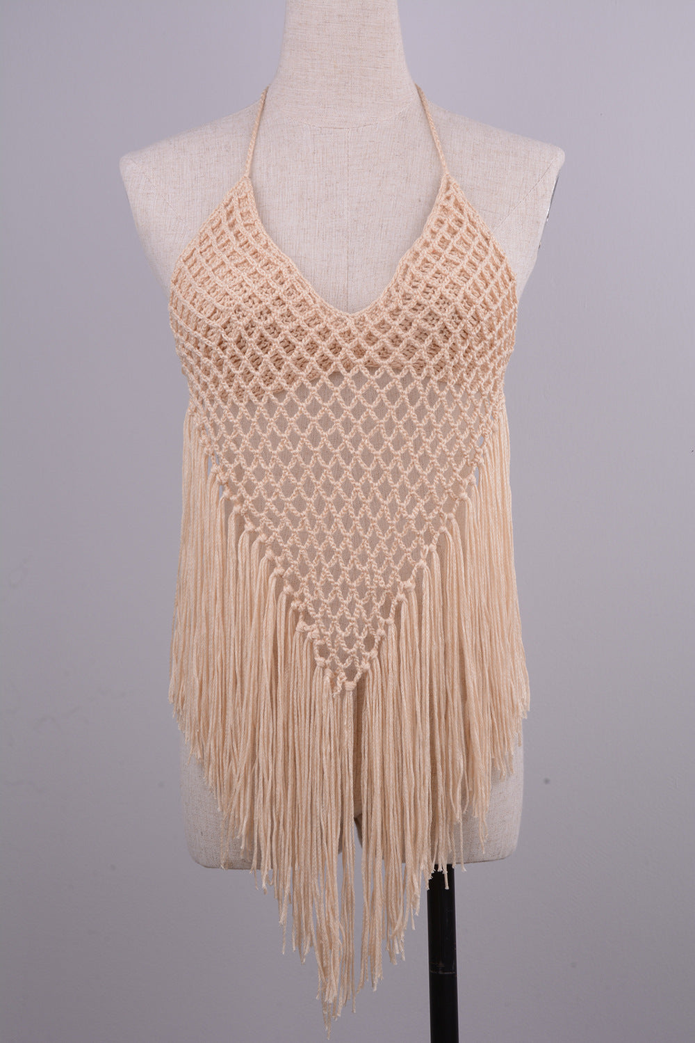 Cutout Hand Woven Tassel Split Swimsuit Set