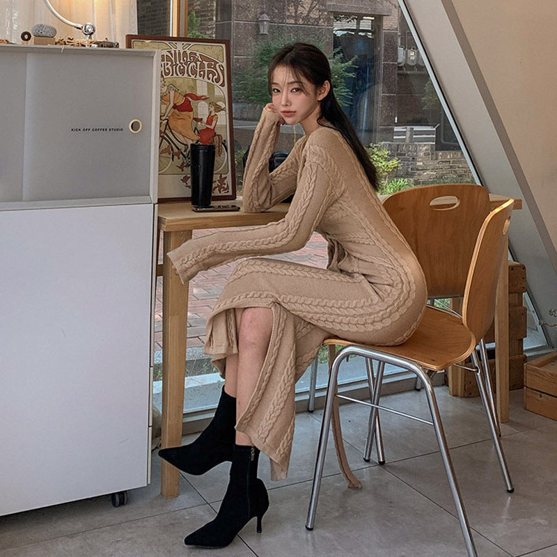 Amara Waist Tied Knit Midi Dress