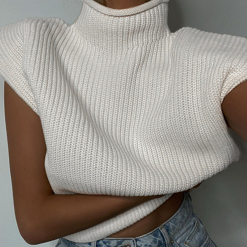 Turtleneck Sleeveless Sweater Vest