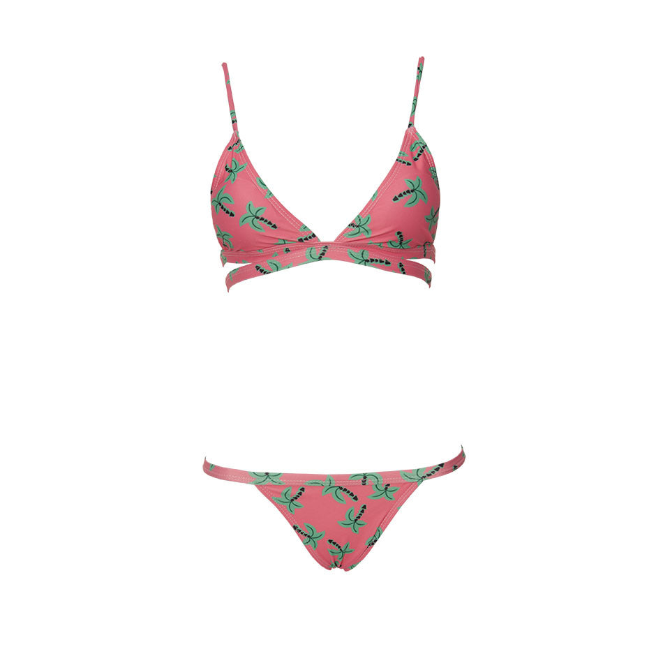 Palm Print Split Bikini Set