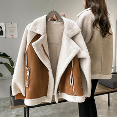SUADE  LAMB LOOSE PATCHWORK JACKET