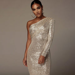 Vienna - One Shoulder Evening Midi Dress