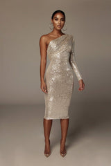 Vienna - One Shoulder Evening Midi Dress